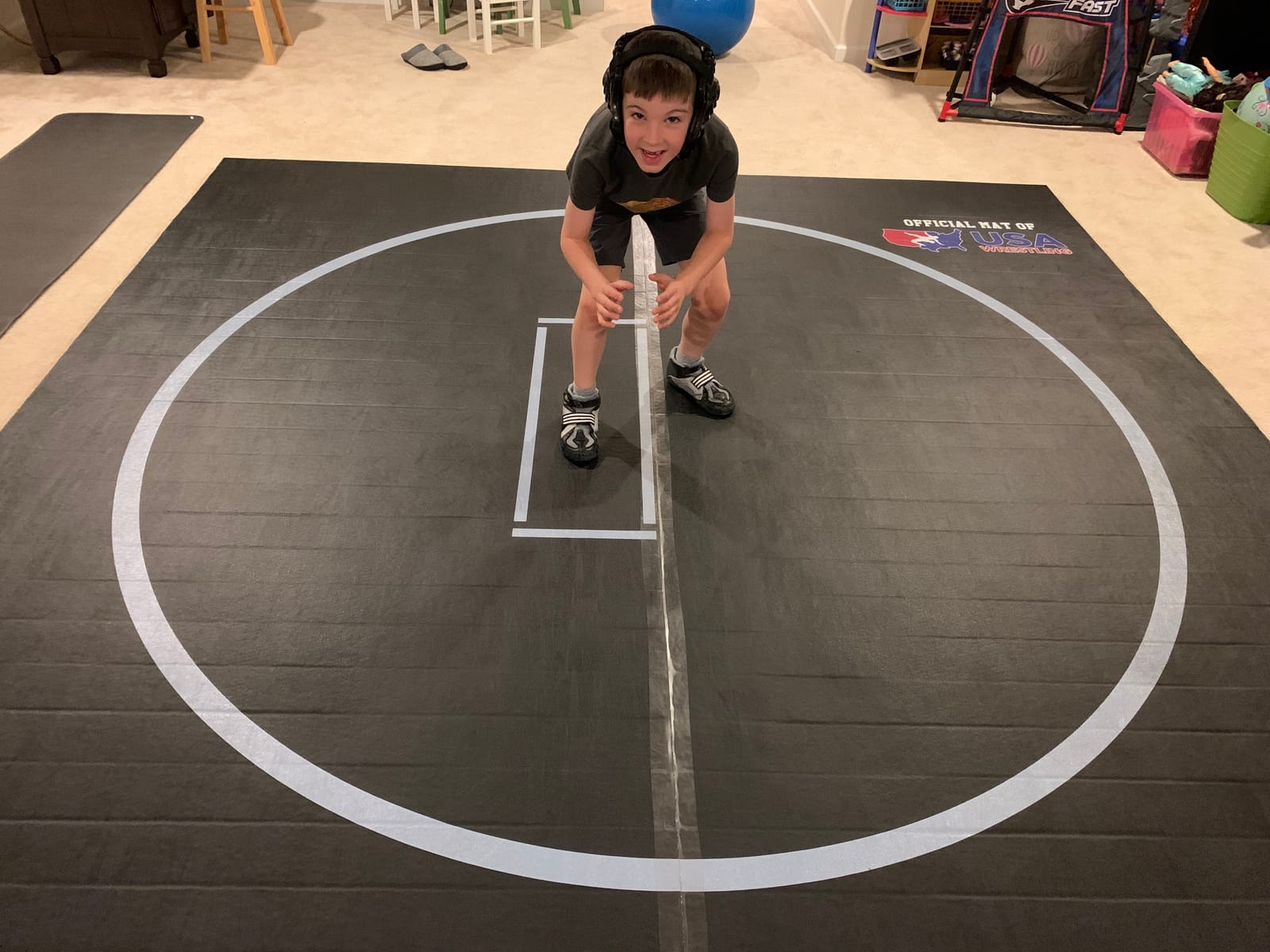Dollamur Wrestling Mat for Home,10'x10', Circle, Start Marks-Made in USA | Premium Home Wrestling Mats. Portable, Non-Slip Surface, Shock Absorbing Foam, Pro-Grade Performance. customer photo 2