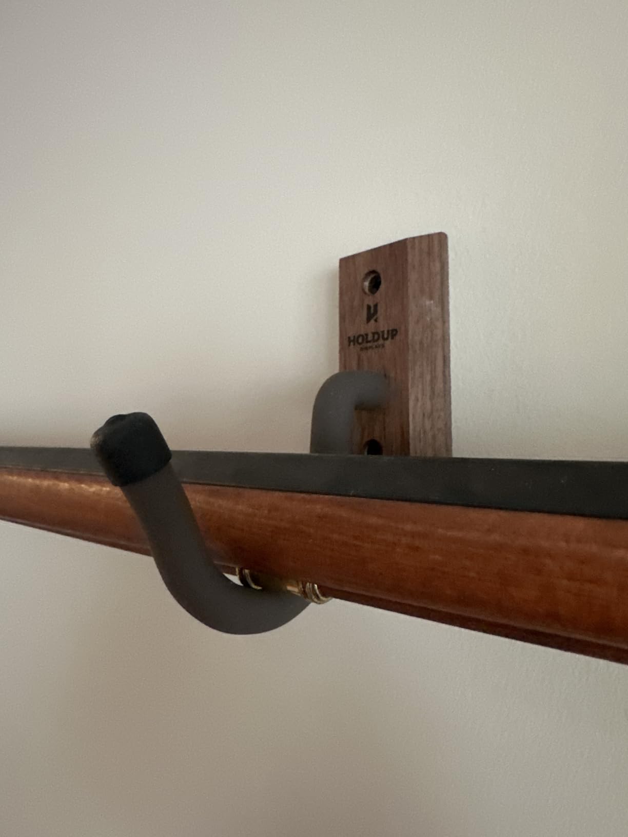 Hold Up Displays - Horizontal Gun Rack and Shotgun Hooks Store Any Rifle Shotgun and Bow - Real Hardwood Harvested in Wisconsin - Made in USA customer photo 1