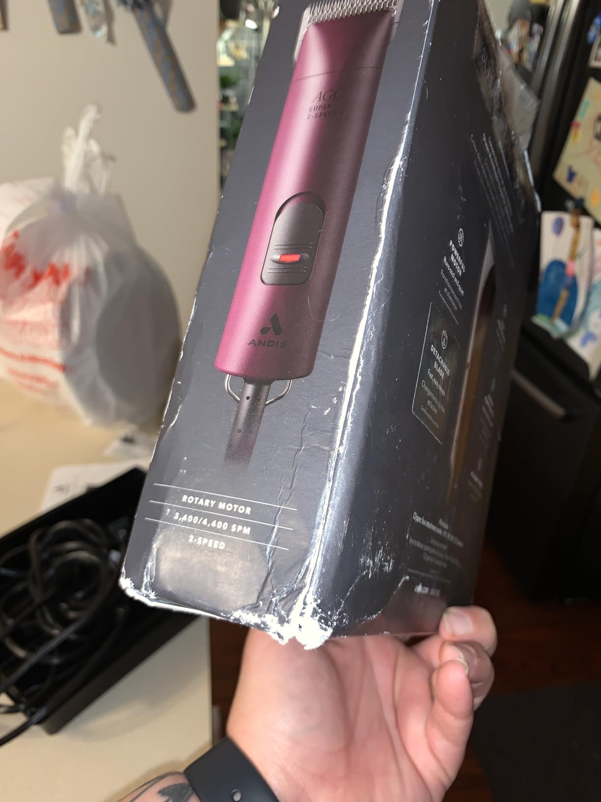 Andis 22685 Professional UltraEdge Super 2-Speed Detachable Blade Clipper - Rotary Motor with Shatter-Proof Housing, Runs Calm & Silent, 14-Inch Cord - for All Coats & Breeds - 120 Volts, Burgundy customer photo 1