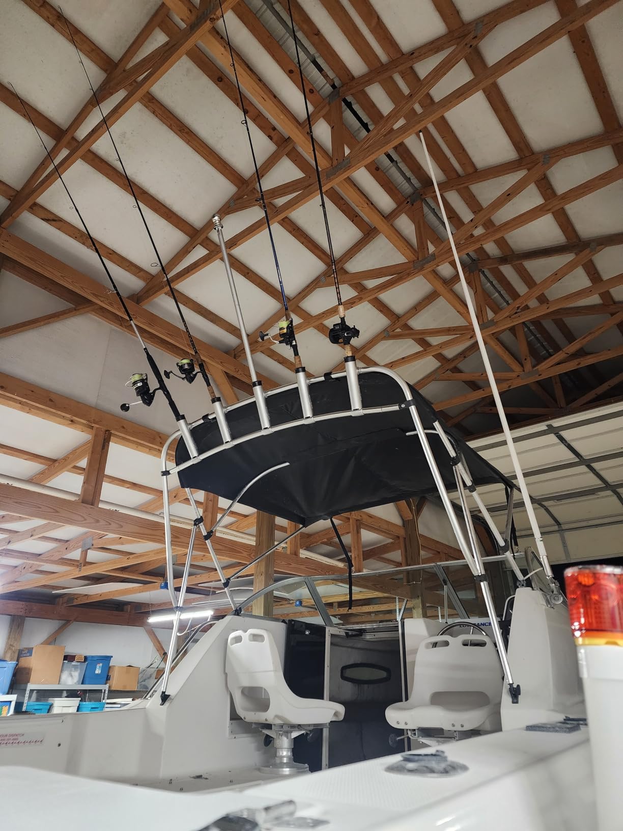 Oceansouth Clamp-On Fishing Rod Rack | Marine Grade Aluminum Rod Holder Storage Rack for Boats | Adjustable Rail Mount Rod Organizer customer photo 1