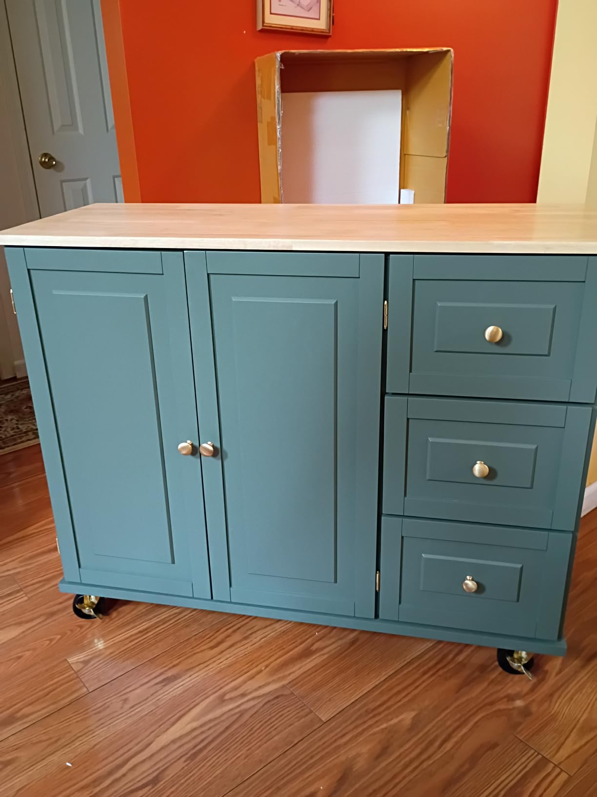 Homestyles Dolly Madison Off-White Mobile Kitchen Island Cart with Wood Drop Leaf Breakfast Bar customer photo 1