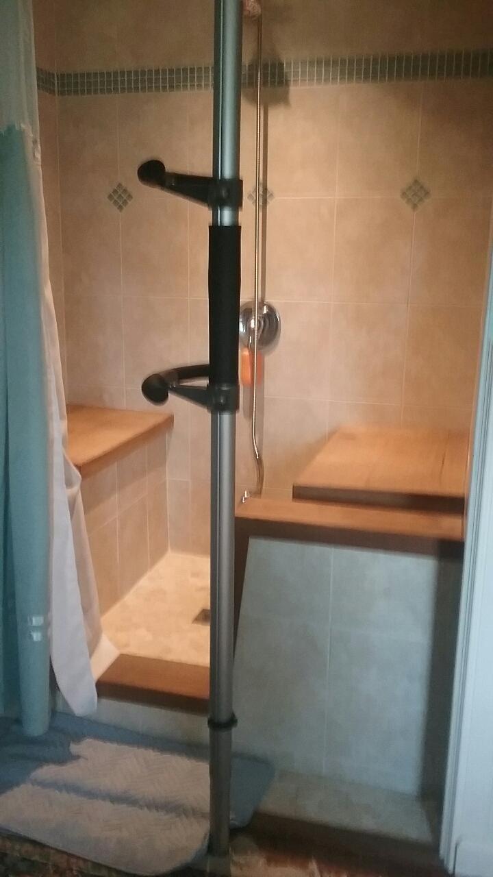 Signature Life Sure Stand Pole, Elderly Tension Mounted Floor to Ceiling Transfer-Pole, Bathroom Safety Grab Bar and Stability Rail with Adjustable Curved Hand Grips and Padded Handle, Deep Bronze customer photo 1