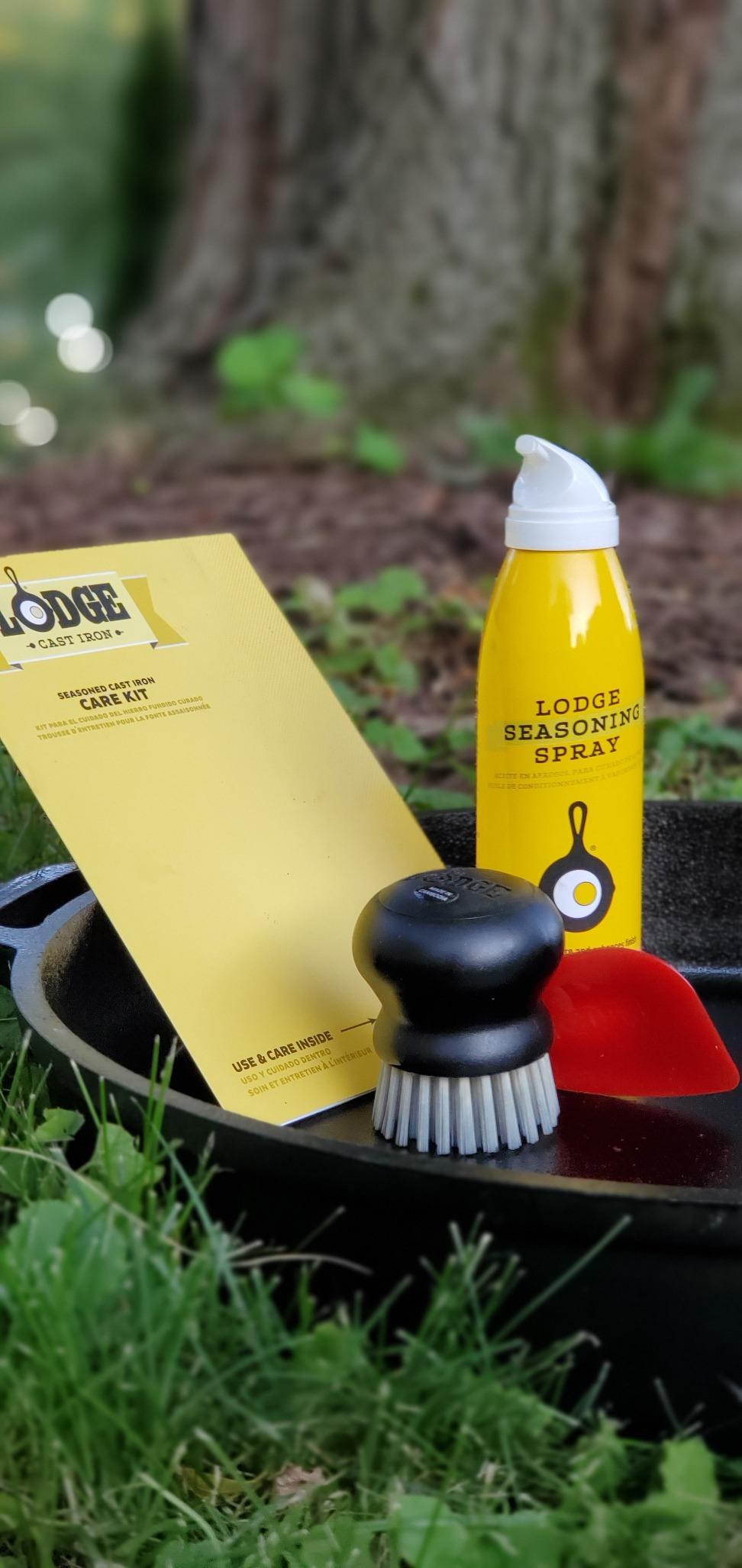 Lodge Cast Iron Care Kit, 4 Piece Cookware Maintenance Set | Includes Seasoning Spray, Scrub Brush, Pan Scraper & Silicone Handle Holder for Everyday Cast Iron Care customer photo 1