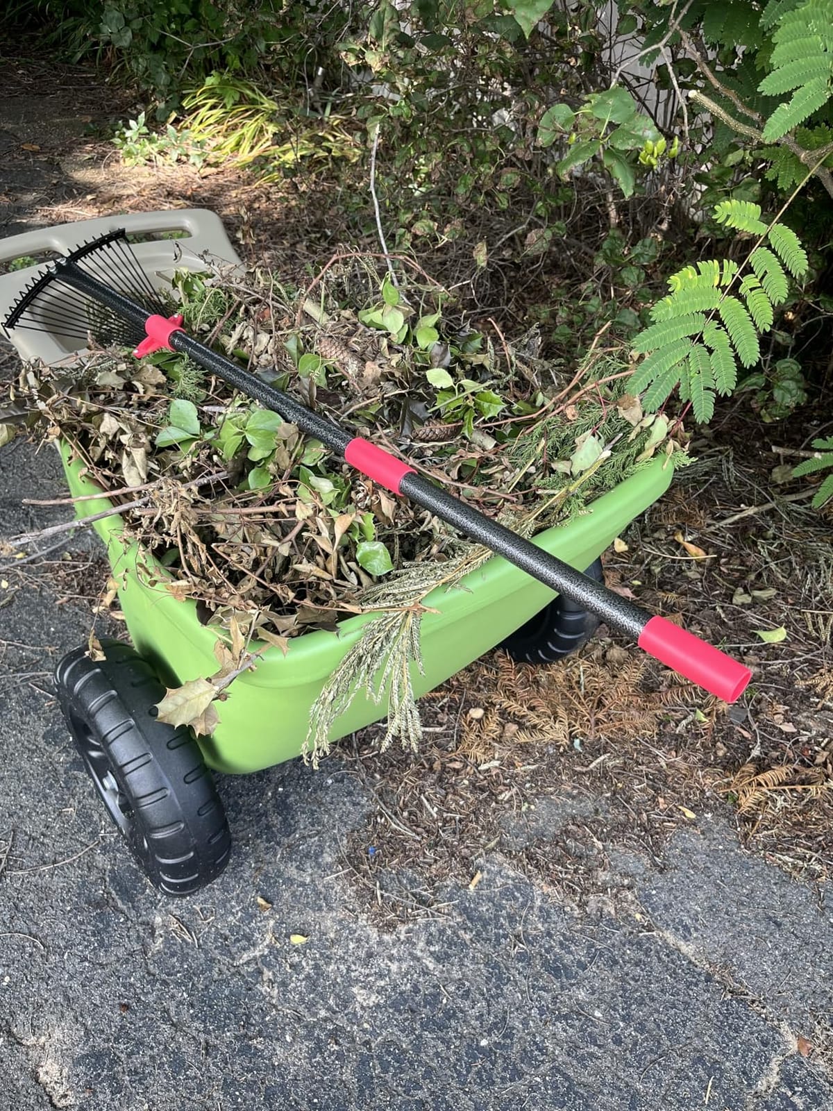 Simplay3 Easy Haul Durable Wheelbarrow with Garden Tool Storage Tray - Large Easy Turn Wheels - Green - Made in USA customer photo 1