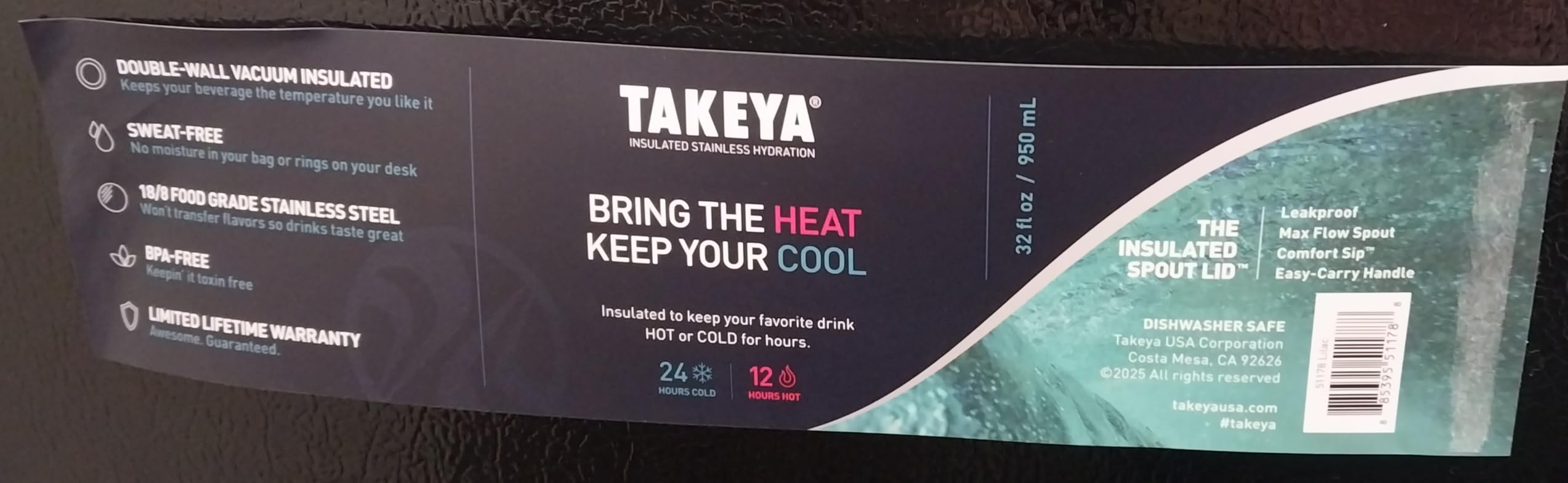 Takeya Actives Stainless Steel Water Bottle, Insulated Spout Lid, Keeps Drinks Cold 24 Hrs, Leakproof, Durable, Dishwasher Safe, Ideal for Gym, Travel, Fits Most Cup Holders, 24 oz/Onyx customer photo 1