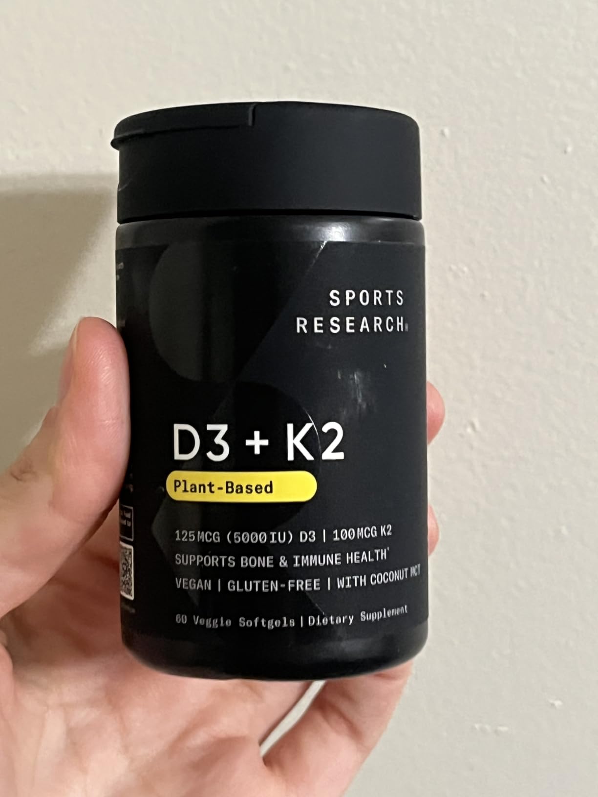 Sports Research Vegan Vitamin D3 + K2 w/Coconut Oil, 60 Count Plantgels, D3 5000iu & K2 100mcg customer photo 1