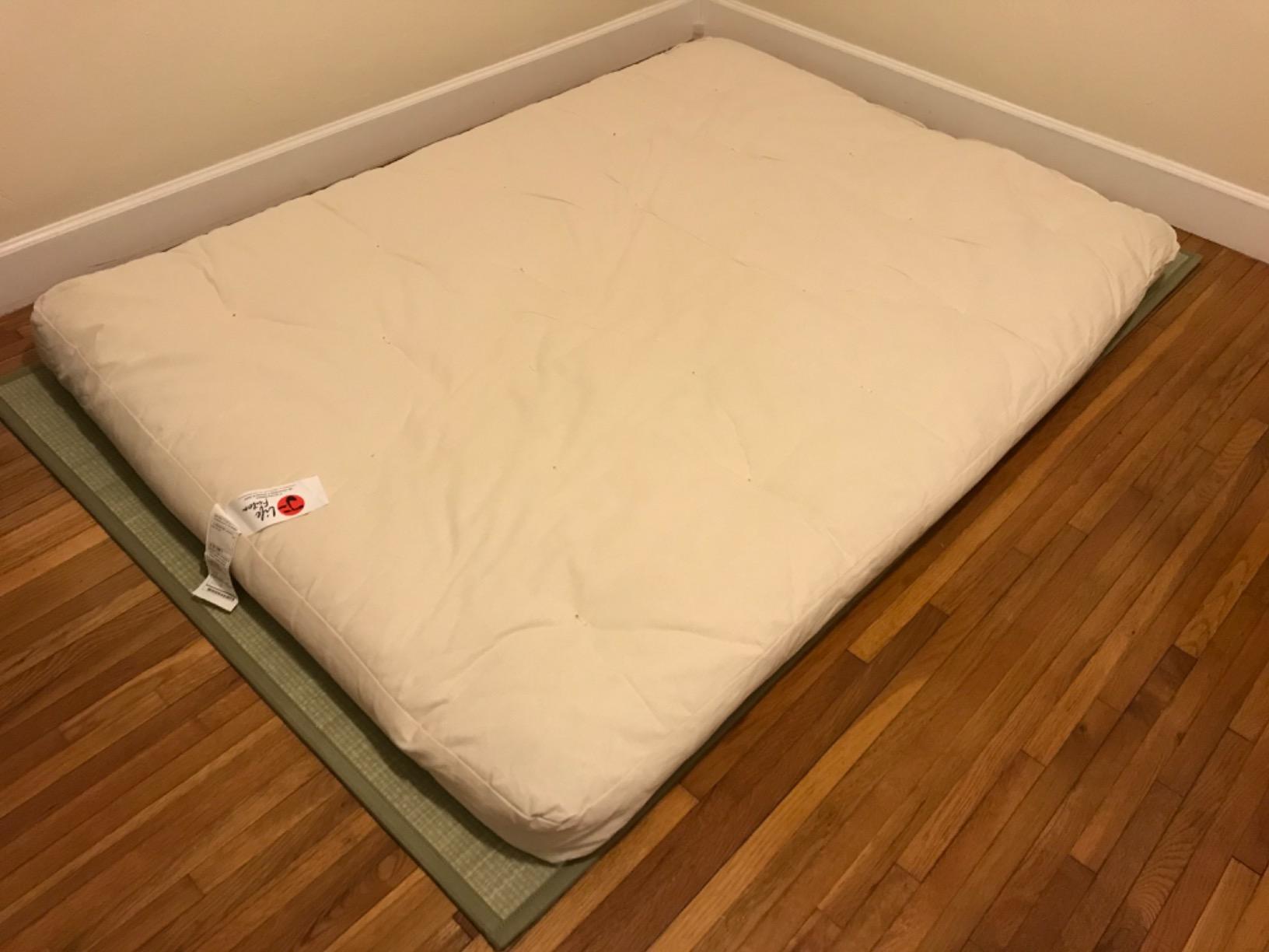 FULI Japanese Tatami Mattress, Foldable Igusa Rush Grass, Natural, Twin XL | Tatami Rug, Japanese Floor Mattress Mat, Made in Japan, 0.5 in thick, firm woven surface, tri-fold customer photo 1