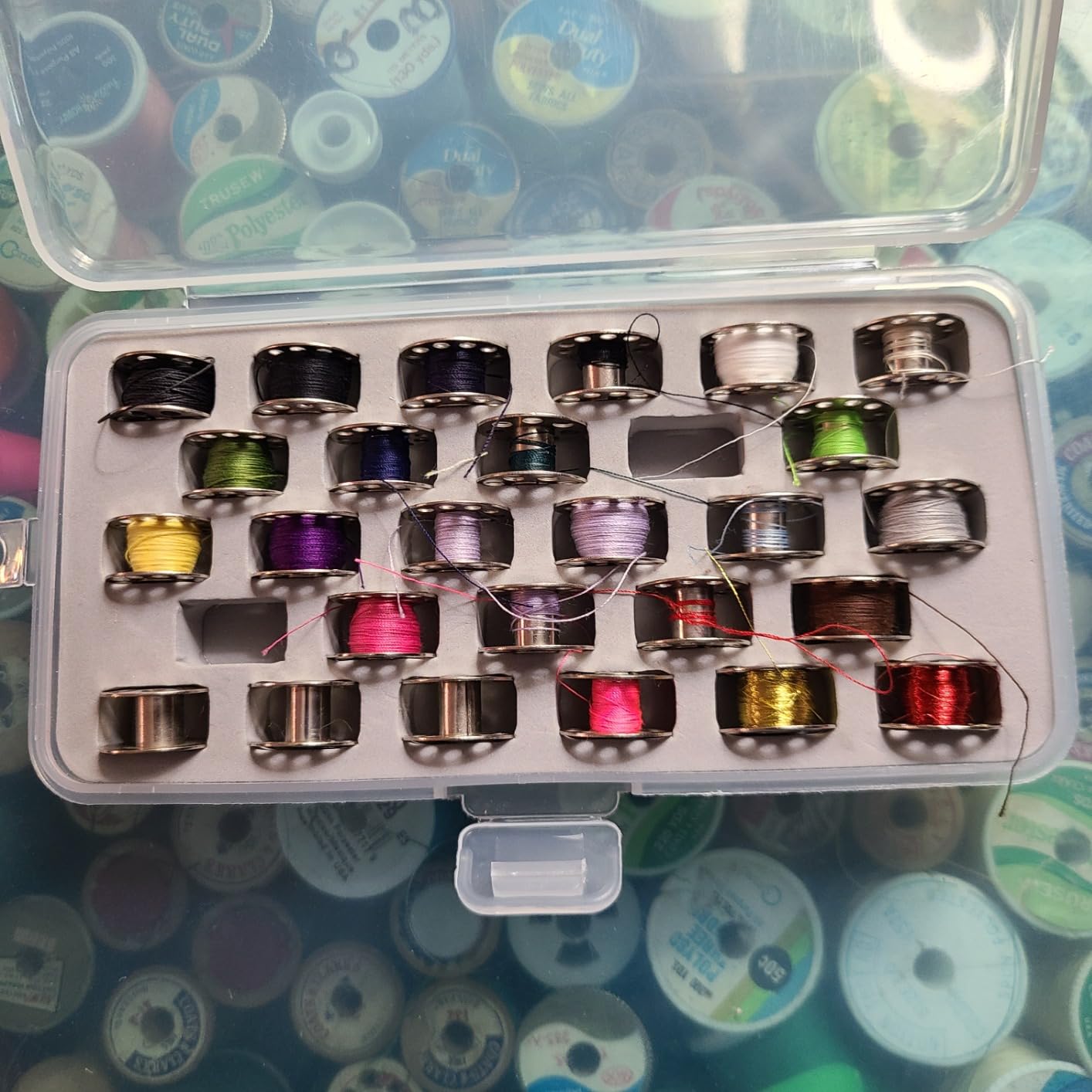 Ultima Bobbin Cases, Two Pack - Two Plastic See Through Bobbin Storage Boxes - Each Bobbin Holder Holds 28 Class-15 (SA156) Bobbins customer photo 2