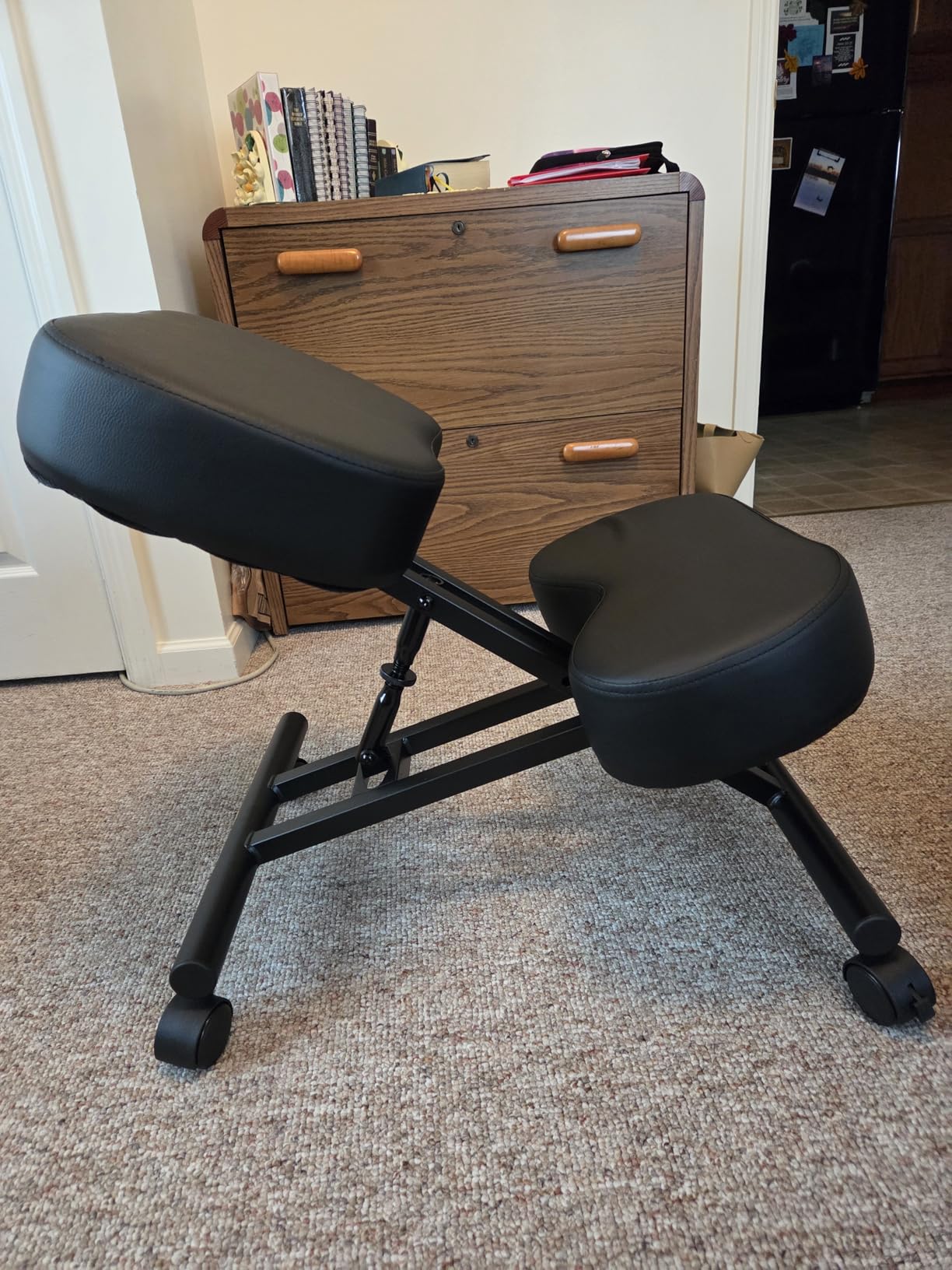 Ergonomic Kneeling Chair, Adjustable Stool for Home and Office - Improve Your Posture with an Angled Seat - Thick Comfortable Moulded Foam Cushions - Brake Casters customer photo 2