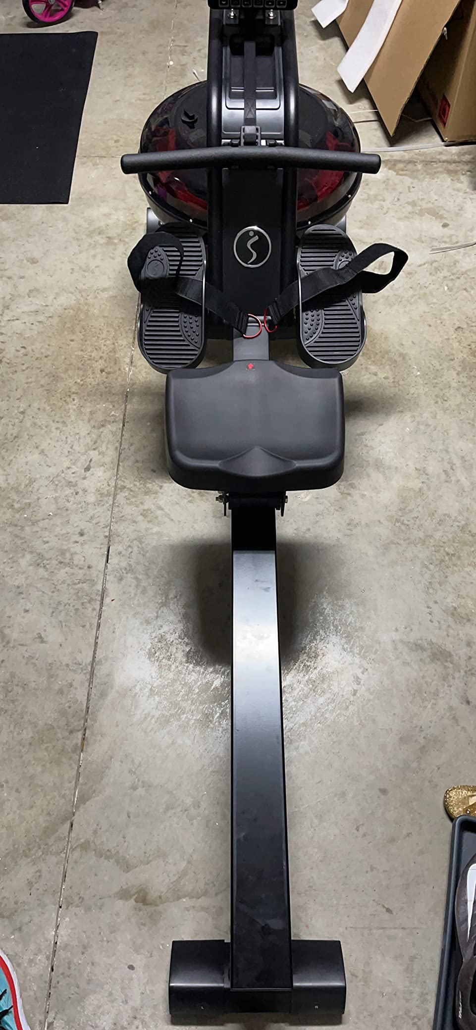 Sunny Health & Fitness Premium Water Rower w/Intensive Dynamic Real-Time Resistance, 300 LB Capacity Flip-able Rowing Machine for Home Training, Optional Free SunnyFit App Connection customer photo 1