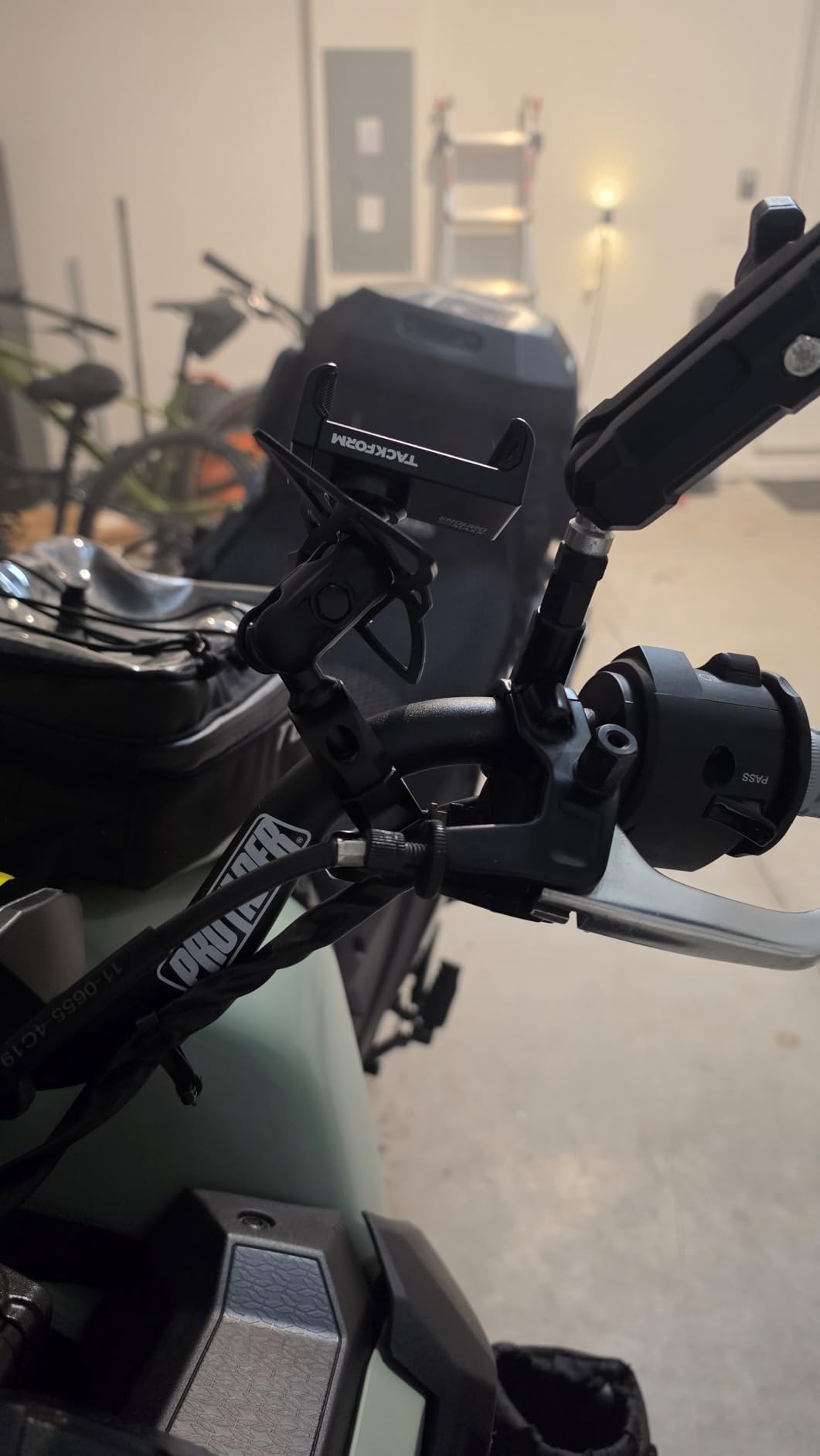 Tackform Black Motorcycle ALL METAL Phone Mount - 20MAXX Spring Cradle | BC3 Universal Clamp Fits 7/8