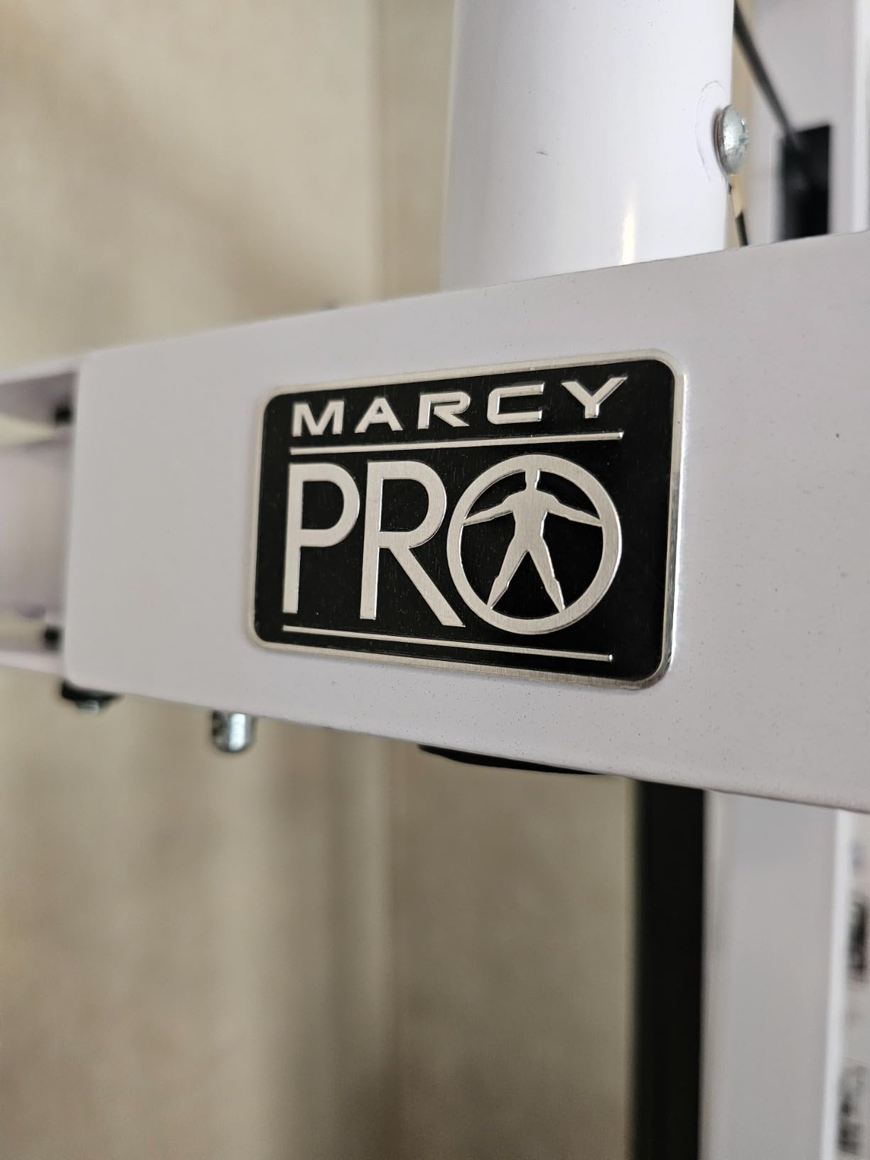 Home Gym Workout Station with Curl Pad, Lat Pulldown, Leg Developer & Weights, White customer photo 2