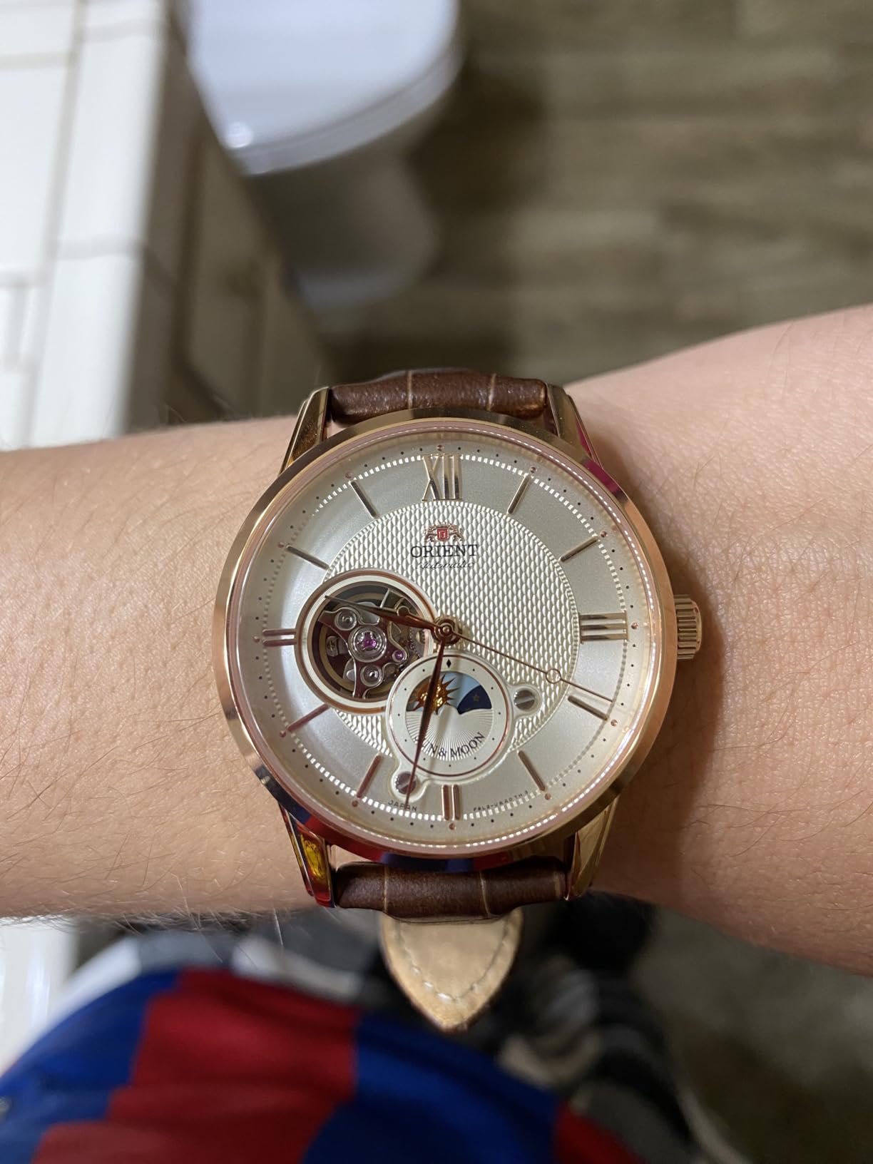 Classic Semi Skeleton Sun & Moon Mechanical Watch RN-AS0002S Men's customer photo 1