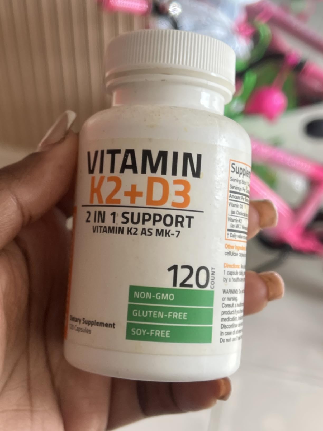 Bronson Vitamin K2 D3 (MK7) Supplement 2-in1 D3 & K2 Complex, 60 Capsules, D3 5000IU & 90 mcg K2 MK-7 customer photo 1