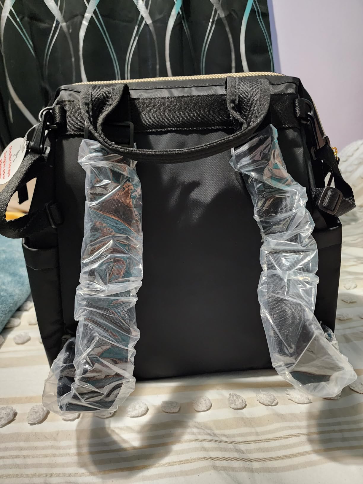 Skip Hop Diaper Bag Backpack: Mainframe Large Capacity Wide Open Structure with Changing Pad & Stroller Attachment, Black with Gold Trim customer photo 1