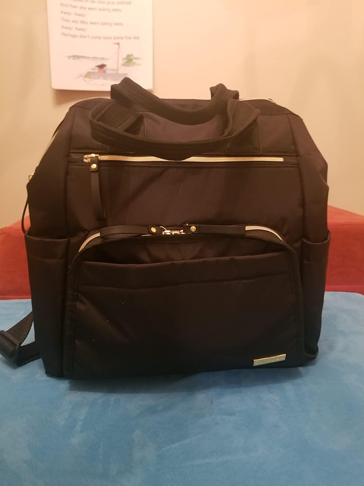 Skip Hop Diaper Bag Backpack: Mainframe Large Capacity Wide Open Structure with Changing Pad & Stroller Attachment, Black with Gold Trim customer photo 2