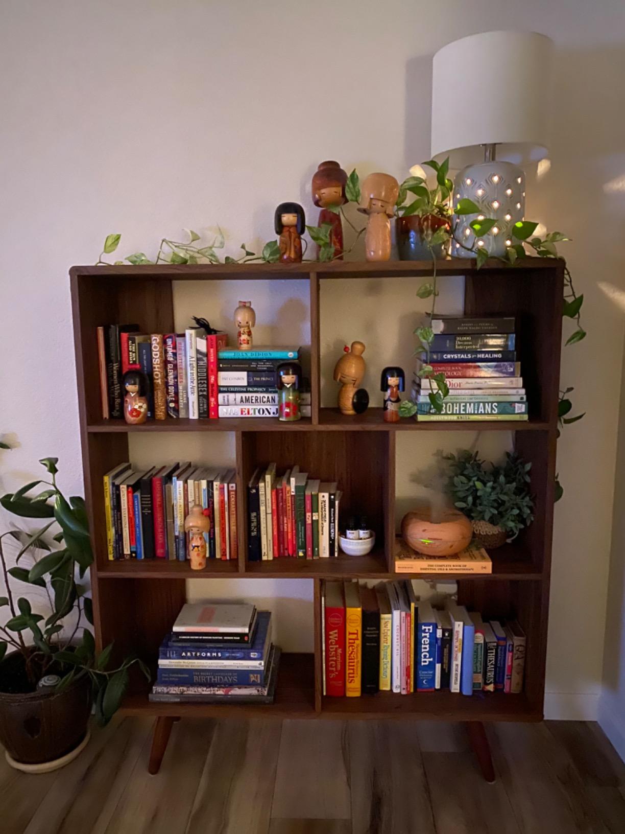 Modway Transmit Mid-Century Offset Cube Wood 7 tier Bookcase in Walnut customer photo 2