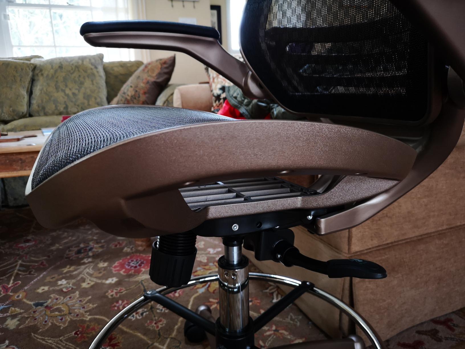 Flash Furniture Mesh Drafting Chair, Black/Melrose Gold | Melrose Gold Frame, Mid-Back, Flip-Up Arms, Mesh Back customer photo 2