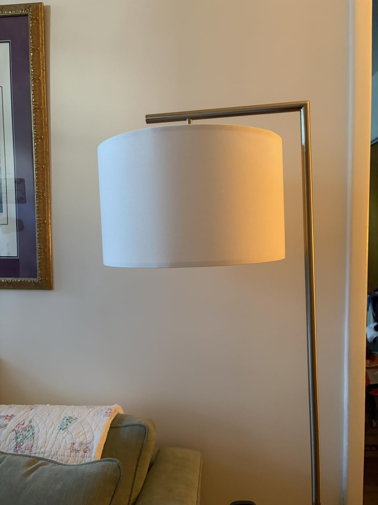 Brightech Montage Modern Floor Lamp - LED Standing Lamp with Tan Shade for Living Rooms & Offices - Bedroom Reading Light - Tall Corner Pole Lamp for Contemporary Home Decor - Black customer photo 1