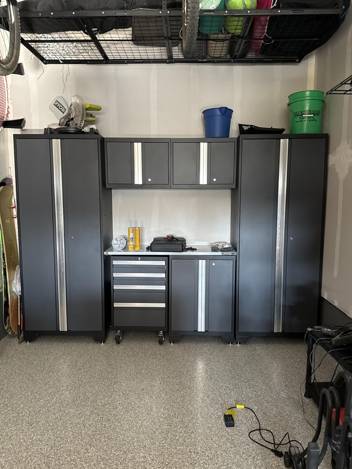 NewAge Products Garage Storage Cabinets Steel Bold Series 7 Piece Sets Includes Worktop, Multi-Use lockers, Wall, Base and Rolling Tool Cabinets, Gray, 50420 customer photo 1