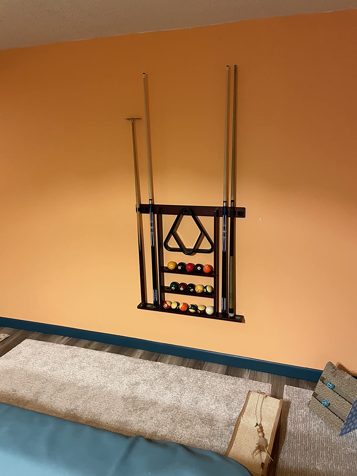 Wall Mount Cue Rack, Billiard Pool Cue Stick holder, Premium Quality Made in TAIWAN, Solid Hardwood, Cue Rack Only customer photo 1