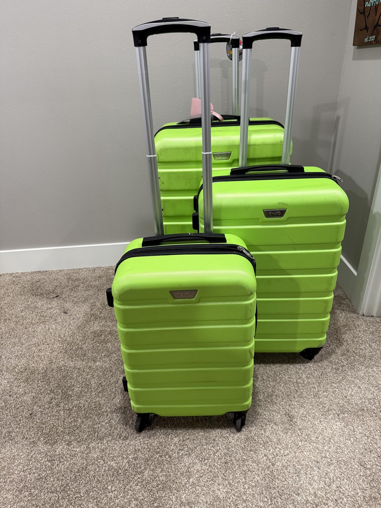 Coolife Luggage Set, Lightweight Durable Hardshell, 3 piece, Dark Green | suitcase set with 360° Spinner Wheels, TSA-approved Lock, Checked Family Travel, 20/24/28 Inch customer photo 2