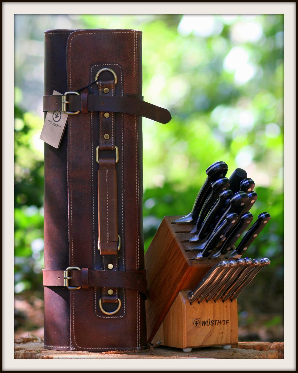 Aaron Leather Goods Vendimia Estilo Leather Knife Roll Storage Bag, Elastic and Expandable 10 Pockets, Adjustable/Detachable Shoulder Strap, Travel-Friendly Chef Knife Case Roll (Caramel, Leather) customer photo 2