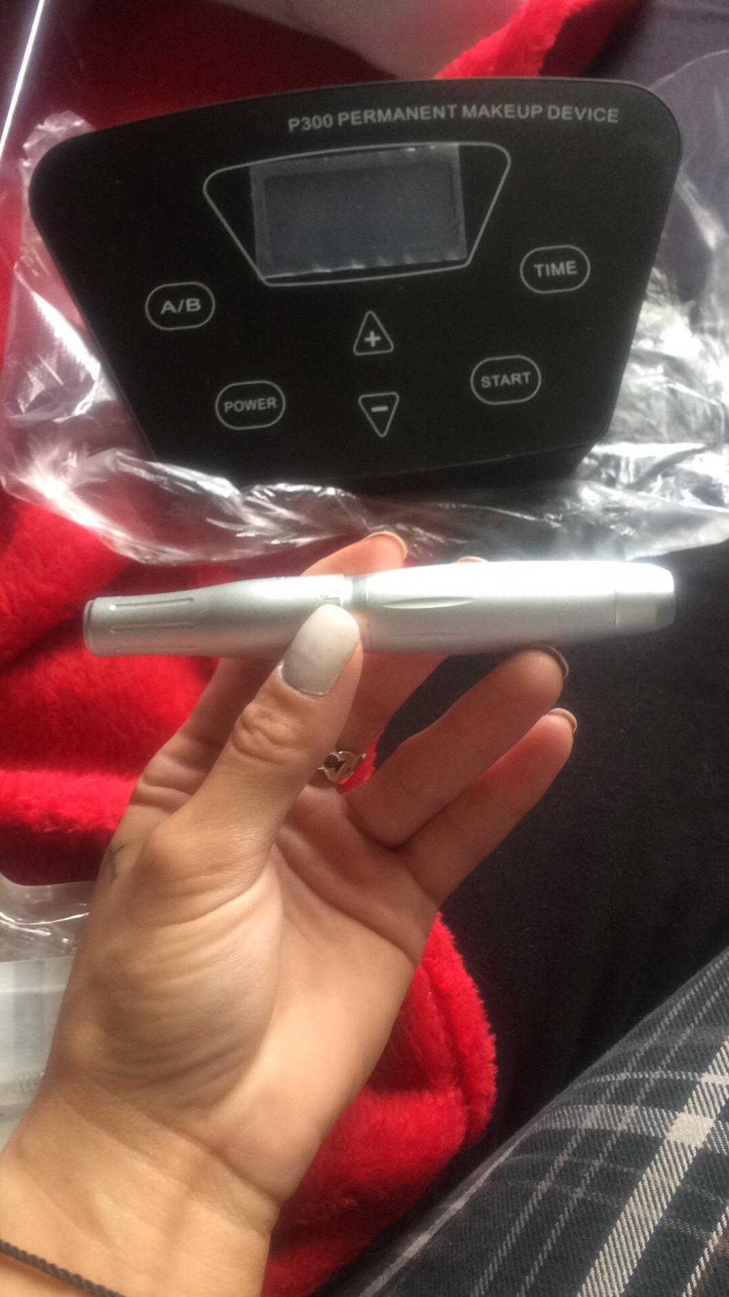 Permanent Makeup Machine - BIOAMSER P300 Permanent Makeup Tattoo Machines Device Kit Include Digital Permanent Makeup Power Supply Permanent Makeup Tattoo Pen and 2 Clip Cord with 10pcs Needles customer photo 2