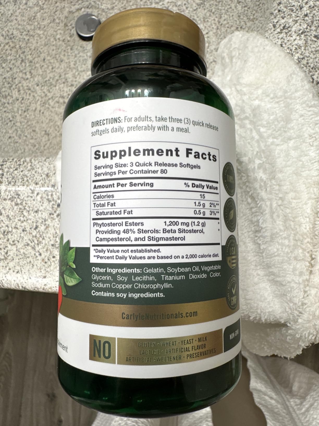 Carlyle Plant Sterols 1200 mg | 240 Ultra Potent Softgel Capsules | Non-GMO and Gluten Free Supplement | With Beta Sitosterol customer photo 1