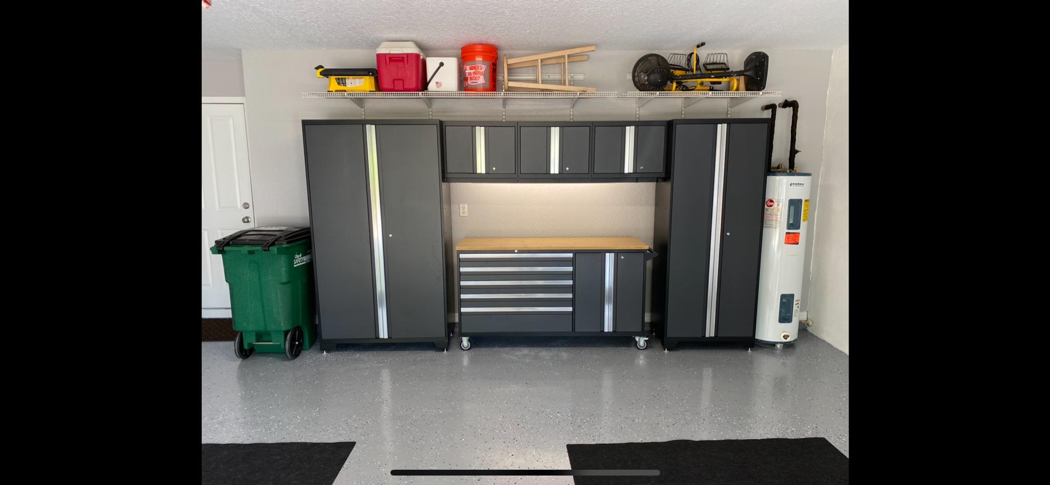 NewAge Products Cabinet Bold Series Gray 6 PC Set (62in. Project Center, 3 x Wall Cabinets, 62in. Bamboo Worktops, Multi-Use Lockers, 42in. Extra-Wide Locker), 50502 customer photo 2