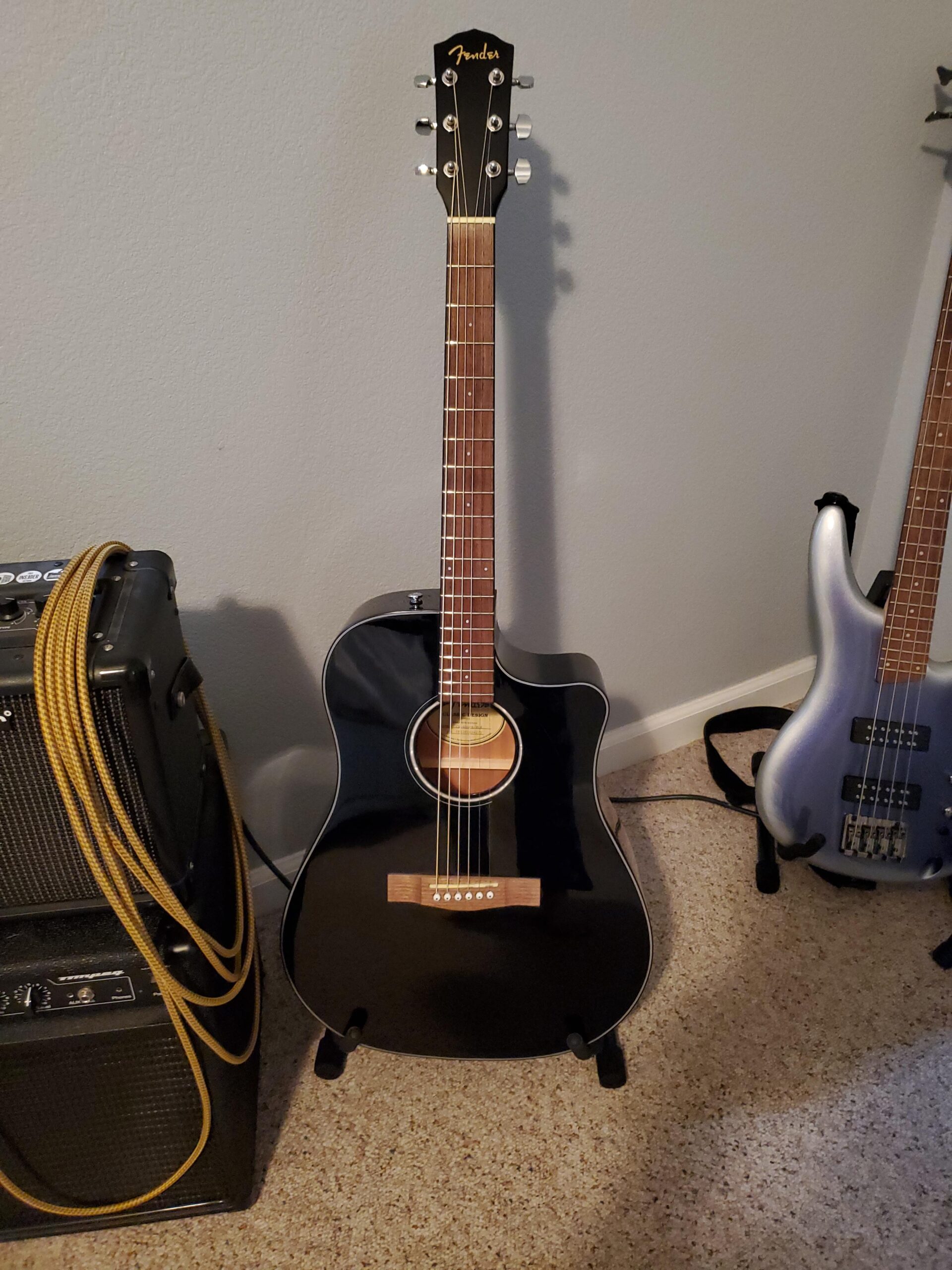 Fender CD-60SCE Dreadnought Cutaway Acoustic Electric Guitar, Black customer photo 1