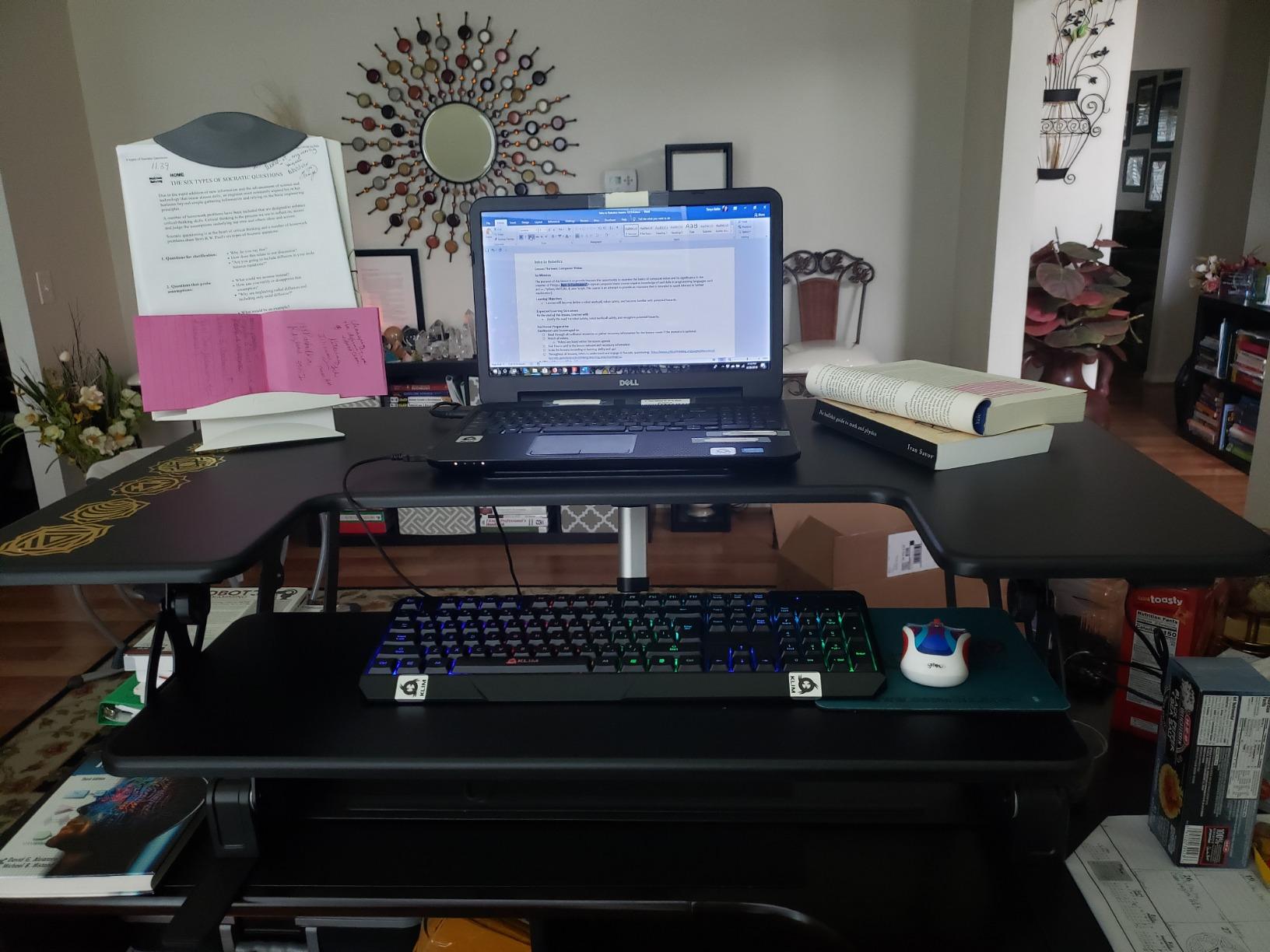 VIVO Black 36 in Electric Desk Converter, DESK-V000VE | Height Adjustable, Stand Up Desk Riser, Wide Keyboard Tray, Dual Monitor and Laptop Workstation, Black Frame, V Series customer photo 1