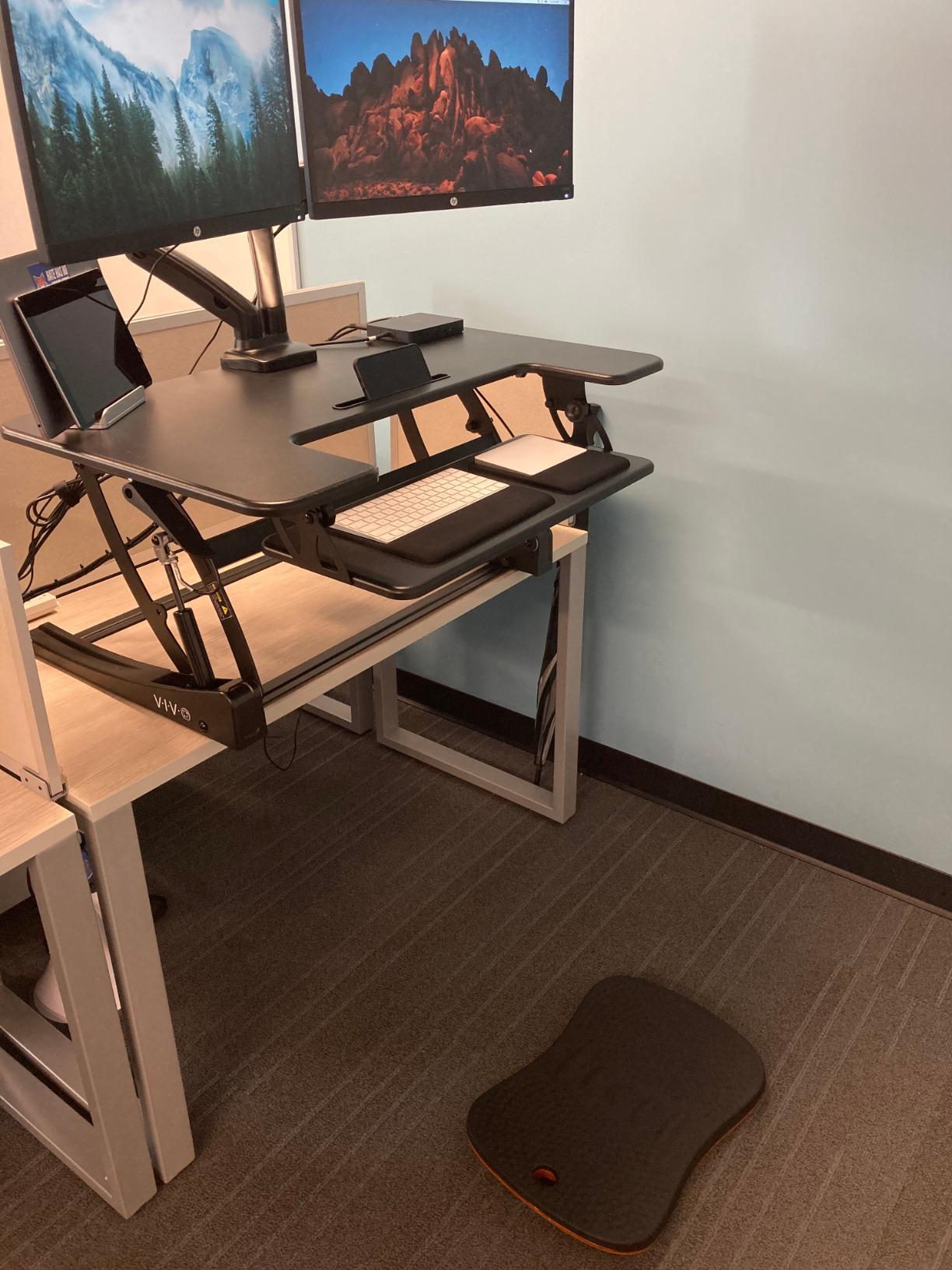 VIVO Black 42 inch Standing Desk Converter, DESK-V000VL | Large, Height Adjustable, Stand Up Desk Riser, Wide Keyboard Tray, Standing Dual Monitor and Laptop Workstation, V Series customer photo 2