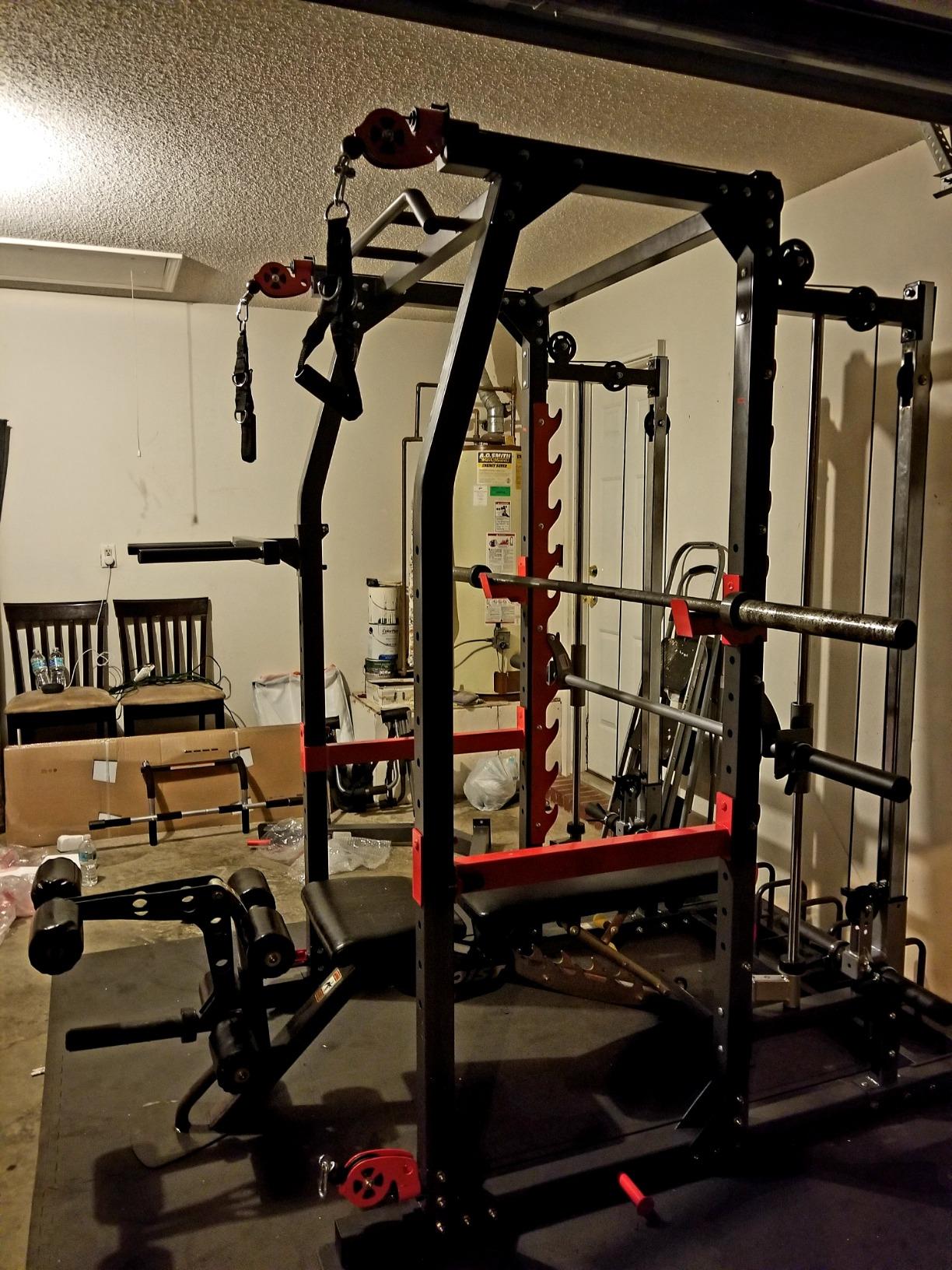 Smith Machine Home Gym System SM-4903, All-in-One Strength Training Cage with Weight Bench, Pulley, Squat Rack & Workout Station customer photo 1