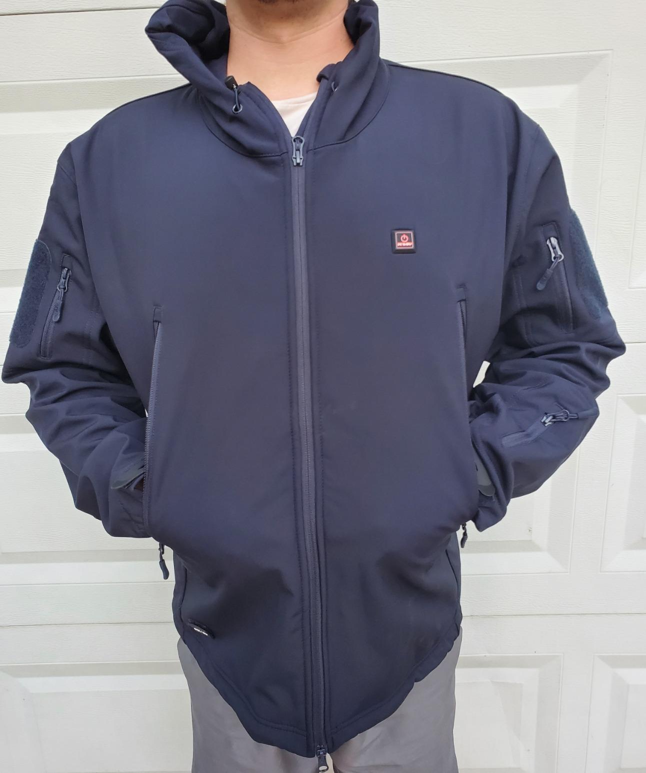 DEWBU Heated Jacket for Men with 12V Battery Pack, 5 Heating Zones, 3 Heating Modes, Water Resistant, Soft Shell, Hunting Coat customer photo 2