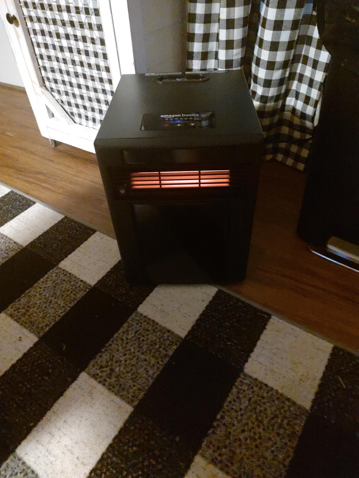 Amazon Basics Portable Space Heater with Remote Control, Adjustable Thermostat, Indoor Use, Energy-Saving Setting, LED Display, Classic Wood Casing, 1500W customer photo 1