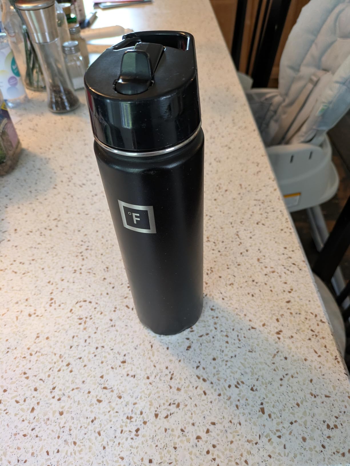 IRON FLASK 24 oz Wide Mouth Water Bottle with Straw | Insulated Stainless Steel Sports Water Bottle with Leakproof Straw Lid - BPA Free, Cold 24 Hrs, Sweat Free (Midnight Black) customer photo 1