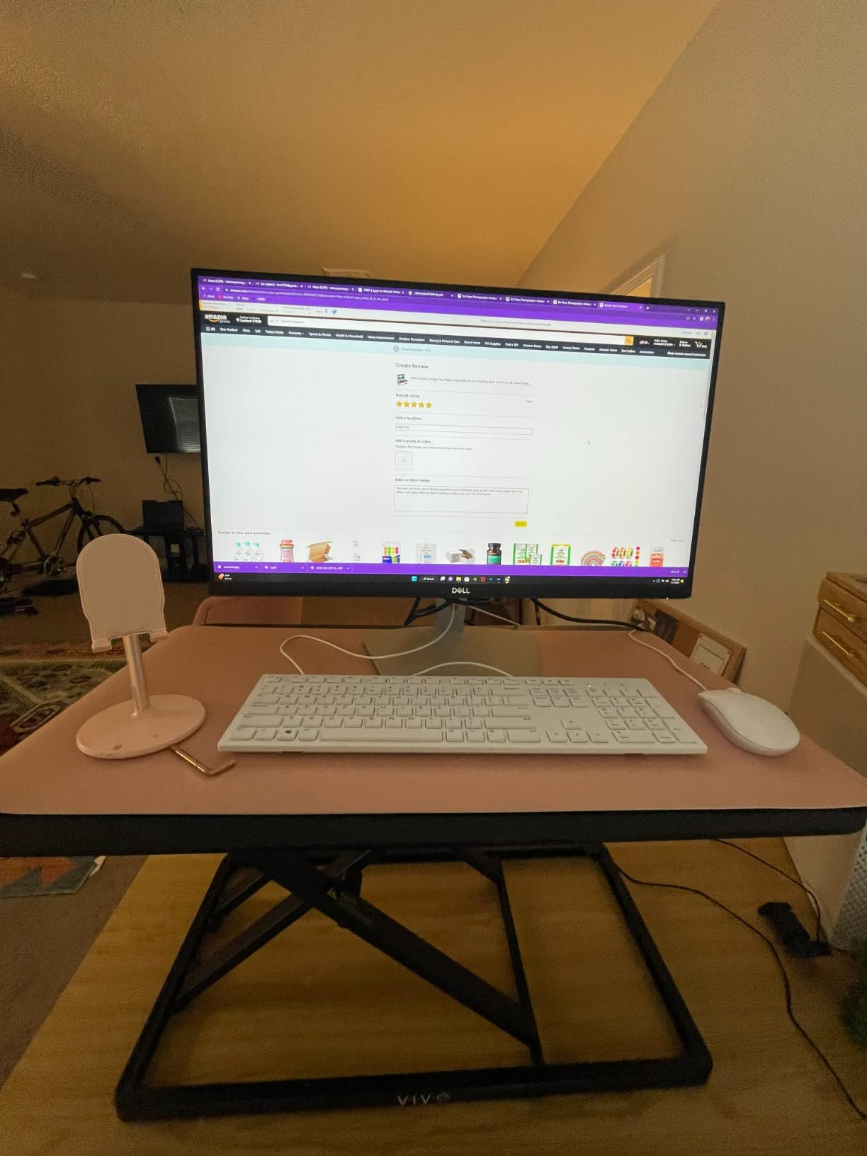 VIVO Black 29 in Single Top Standing Desk Converter, DESK-V000U | Economy, Height Adjustable, Sit Stand Tabletop Monitor and Laptop Riser Workstation, No Assembly Required, Black Frame customer photo 1