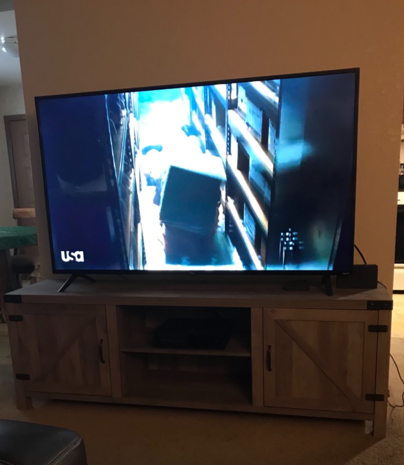 Walker Edison Georgetown Modern Farmhouse Double Barn Door TV Stand for TVs up to 80 Inches, 70 Inch, Rustic Oak, Without Fireplace customer photo 1