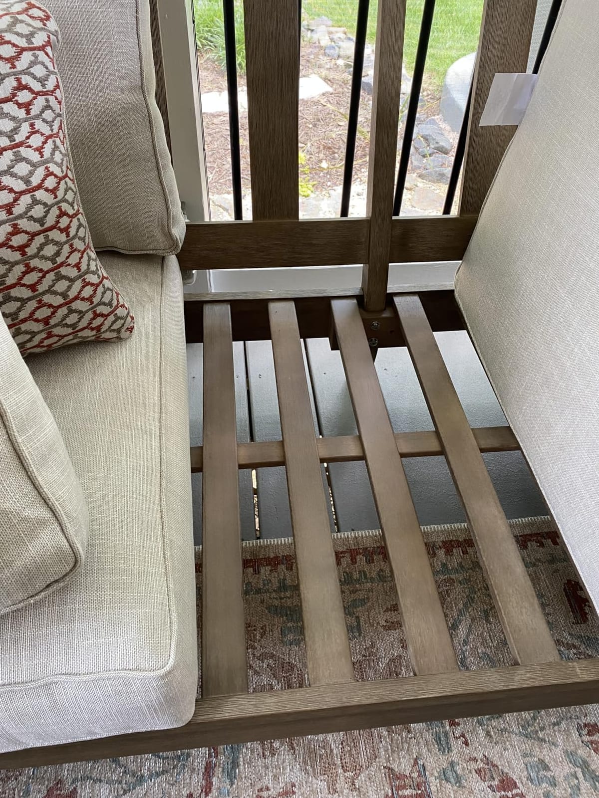 Signature Design by Ashley Clare View 1-Piece Eucalyptus Outdoor Sofa | Weather-shielded 5-step eucalyptus finish, Stain-resistant Nuvella fabric, Deep-seated 3-person frame with 4 accent pillows customer photo 2