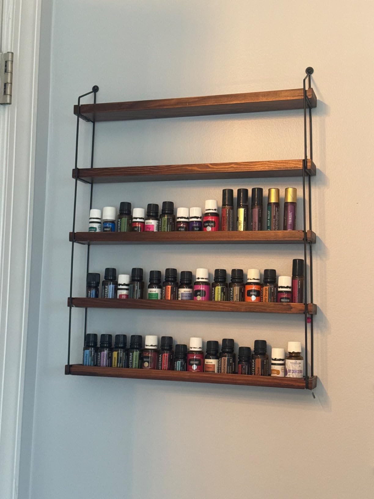 J JACKCUBE DESIGN Essential Oils Display Shelves Wall Mount Black Metal and Wood, Nail Polish Paint Holder Rack Organizer Holds 70 Bottles (5 Tier) customer photo 2