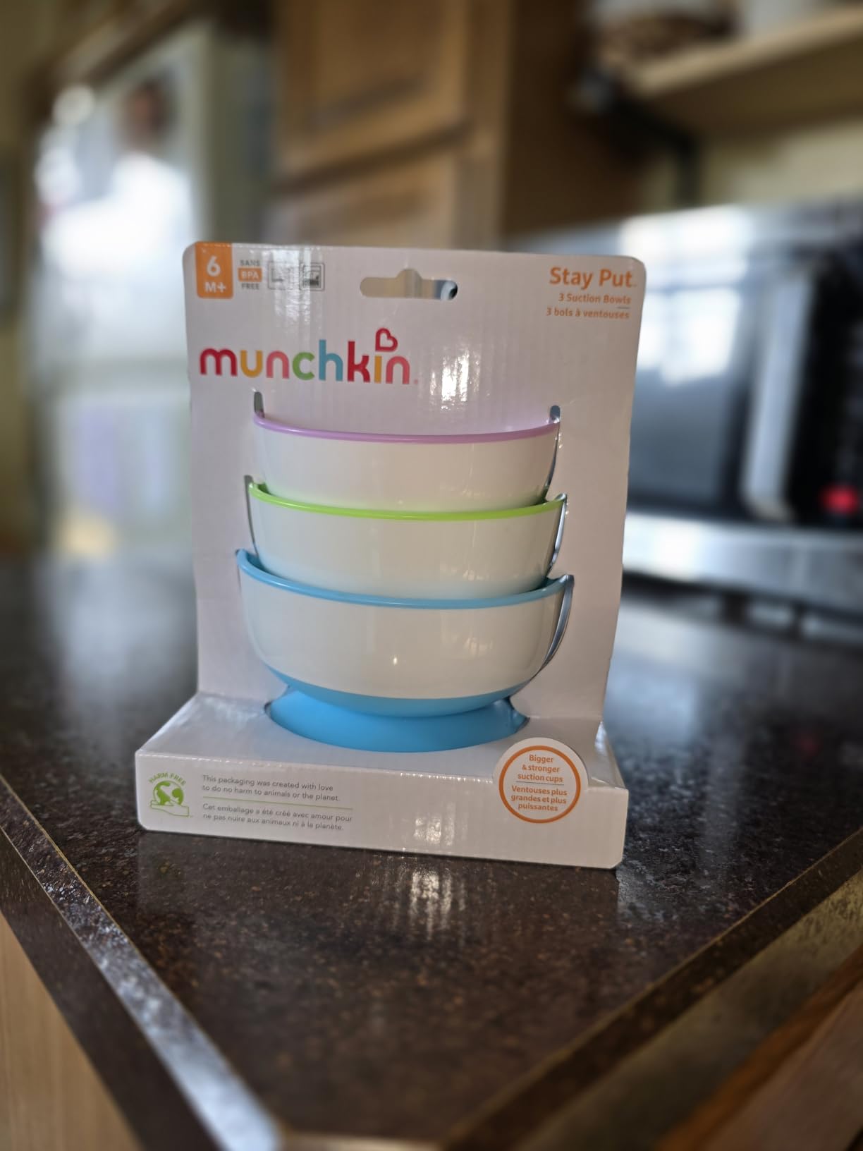 Munchkin Stay Put Suction Bowls for Baby and Toddler, 3 Pack, Blue/Green/Purple customer photo 2