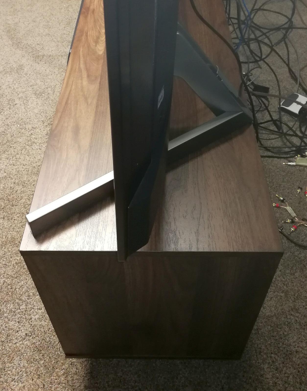 Walker Edison Saxon Mid Century Modern 2 Door Glass Shelf TV Stand for TVs up to 80 Inches, 70 Inch, Dark Walnut customer photo 2