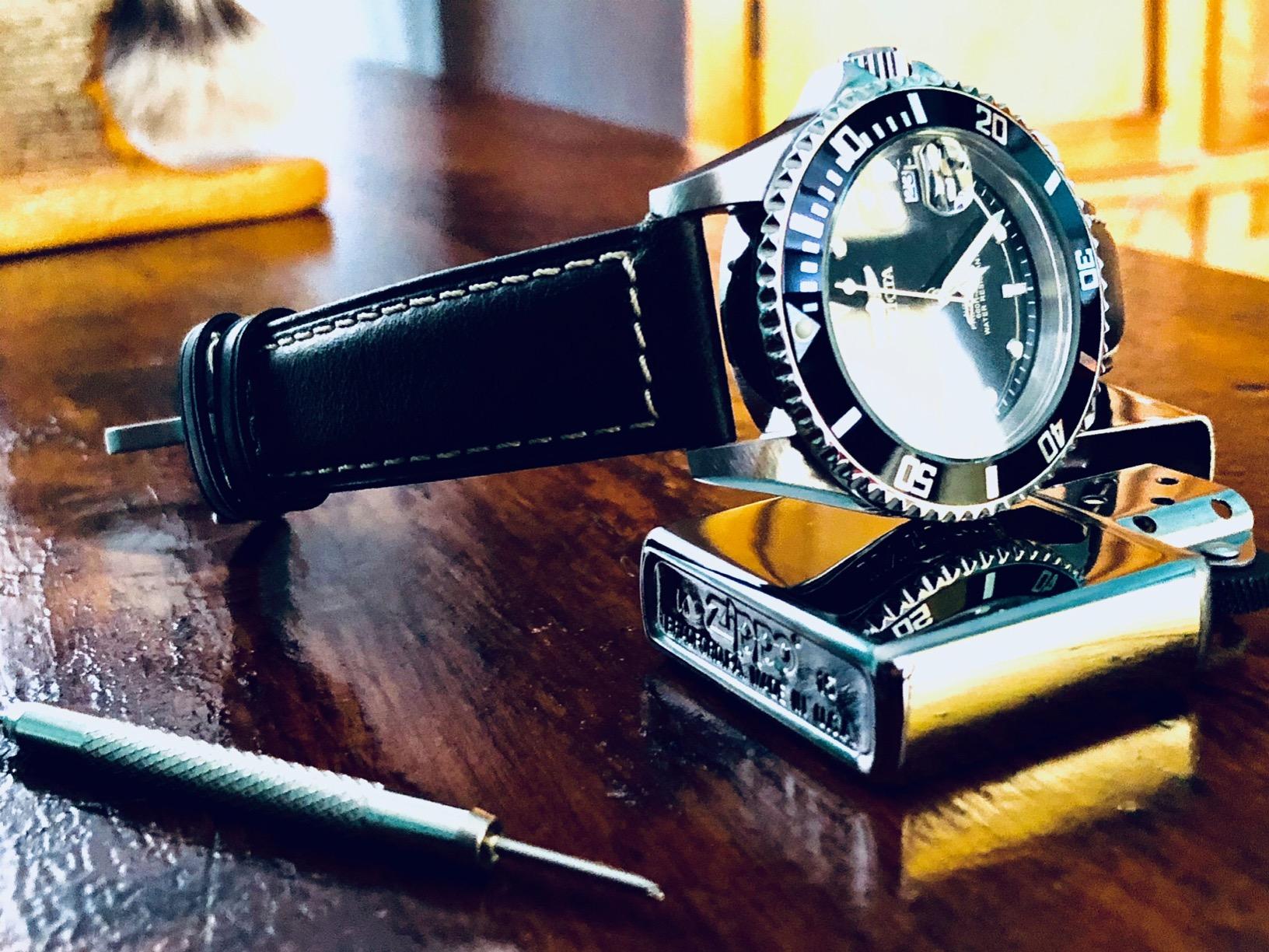 Quick Release Retro Leather Watch Band,Vintage Oil-tanned Pull-up Leather Strap Replacement,Choice of Width-18mm 20mm 22mm 24mm or 26mm customer photo 1