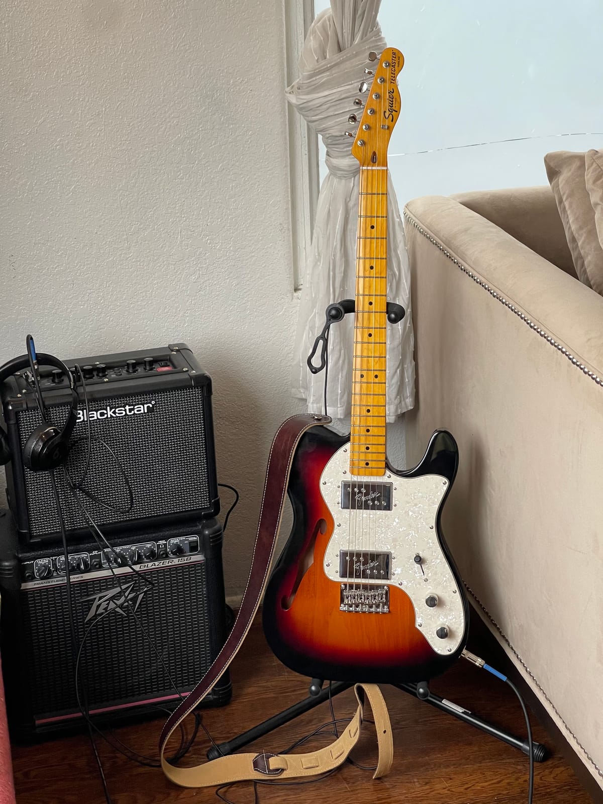 Squier Classic Vibe 70s Thinline Telecaster Electric Guitar, Natural | Semi-hollow electric guitar, maple fingerboard, vintage 70s tone, 2-year warranty, beginner to intermediate, natural finish customer photo 1