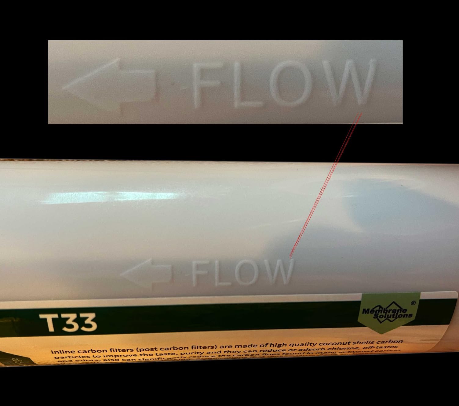 Membrane Solutions T33 Inline Post Carbon Water Filter 1/4