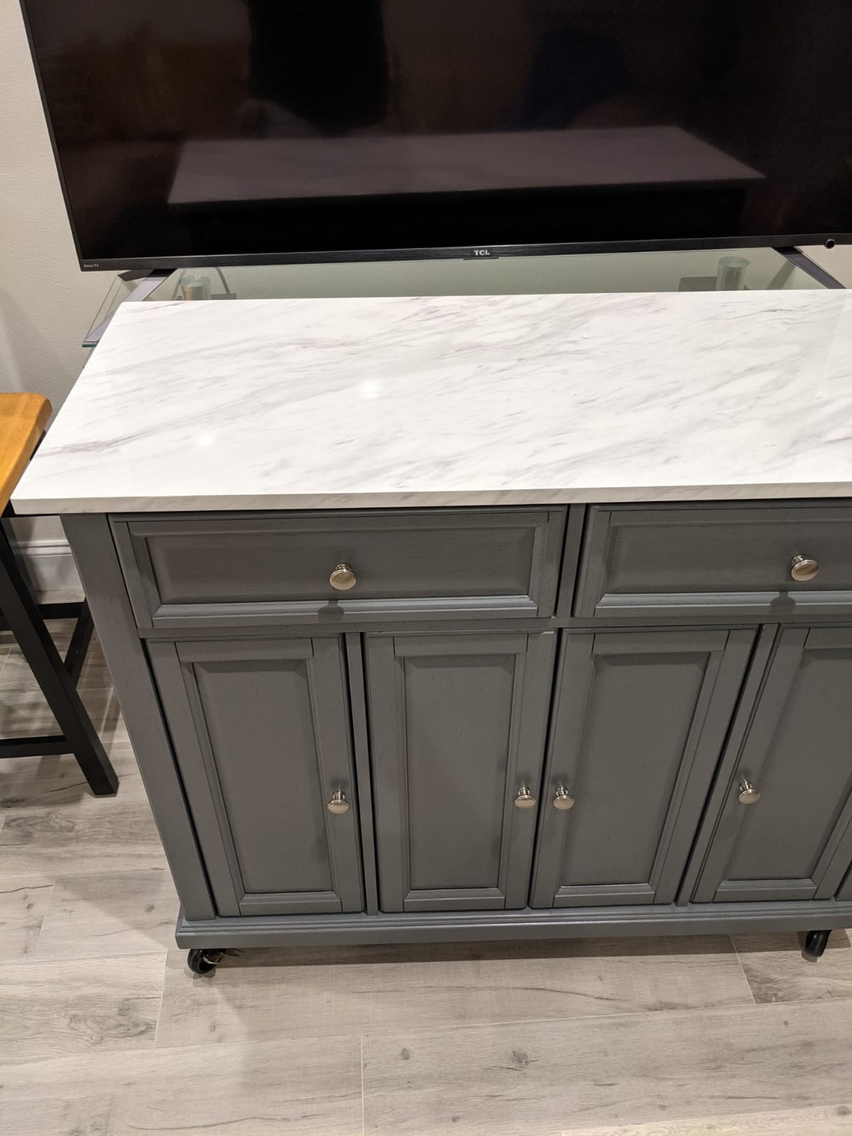 Avery Kitchen Island, Storage Shelves | Microwave Stand, Coffee Bar, Gray customer photo 2