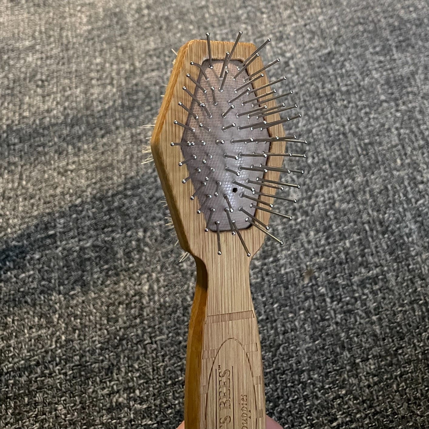 Burt's Bees for Pets Double Sided Pin and Hemp Bristle Dog Brush | Reduces shedding, removes tangles and loose hair, sustainable bamboo and recycled materials, all coats customer photo 1