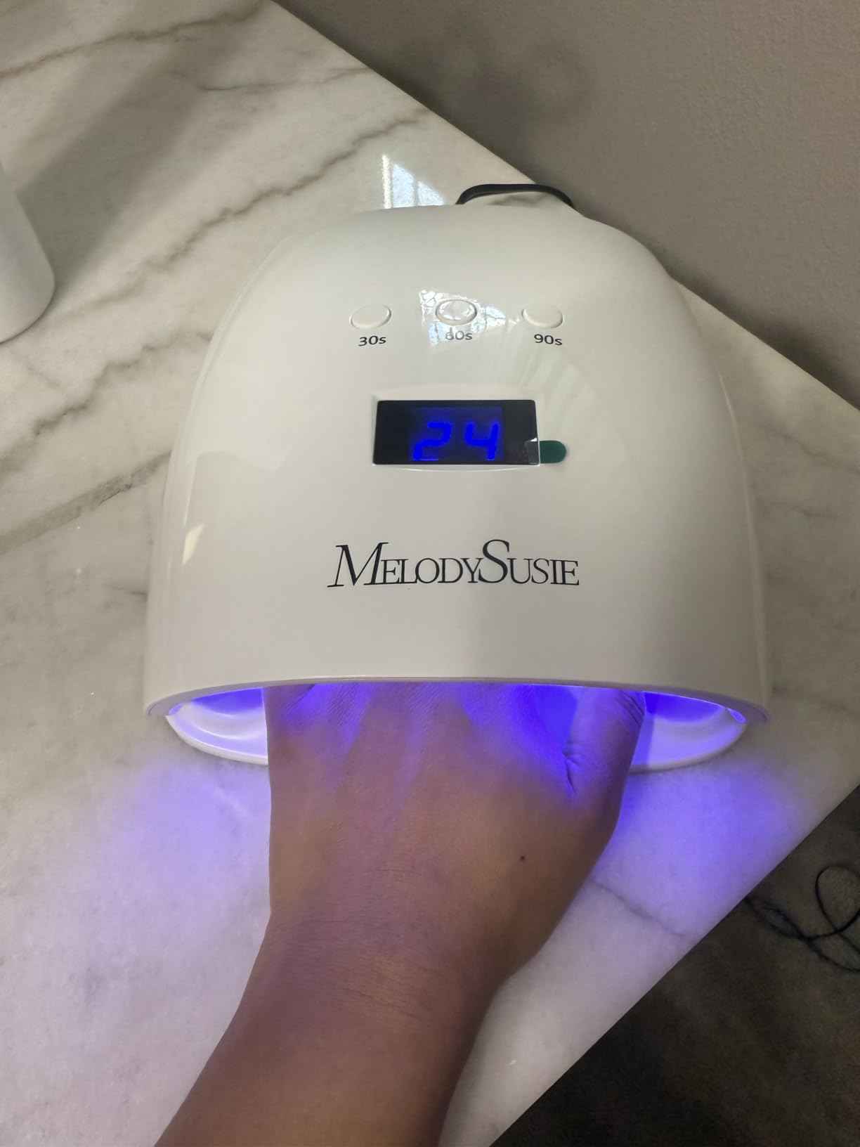 MelodySusie Detachable Base UV/LED Nail Lamp P-Plus30I for Hard Gel | 54W, 3 Timer Settings, Smart Sensor, LCD Display, 30 UV/LED Beads, Rhinestone Glue, Solid Nail Glue Gel, Liner Gel, White customer photo 2