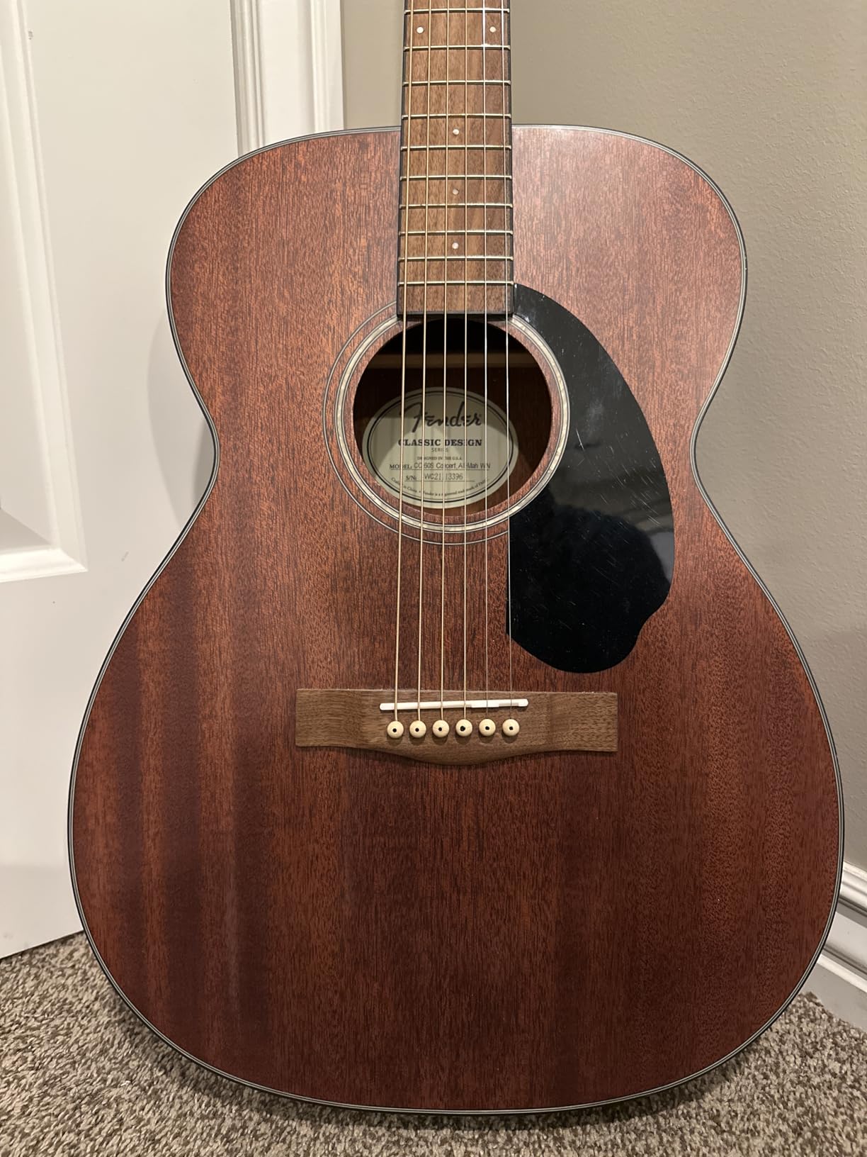 Fender CC-60S All-Mahogany Concert Acoustic Guitar, Natural customer photo 1